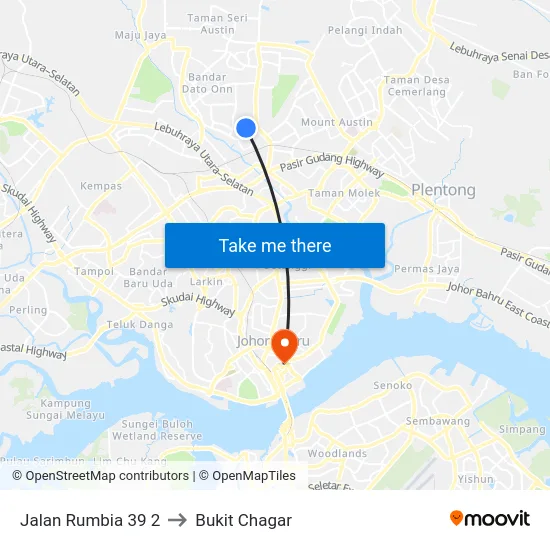 Jalan Rumbia 39 2 to Bukit Chagar map