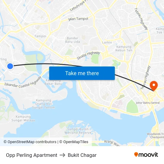 Opp Perling Apartment to Bukit Chagar map