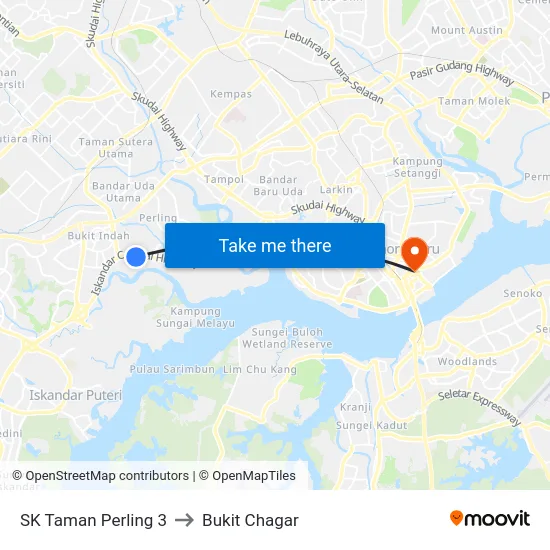 SK Taman Perling 3 to Bukit Chagar map