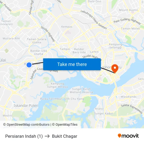Persiaran Indah (1) to Bukit Chagar map