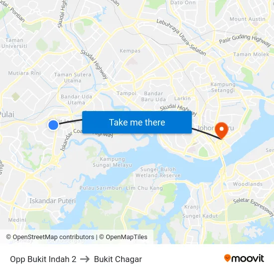 Opp Bukit Indah 2 to Bukit Chagar map