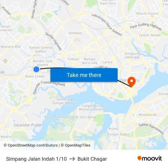 Simpang Jalan Indah 1/10 to Bukit Chagar map