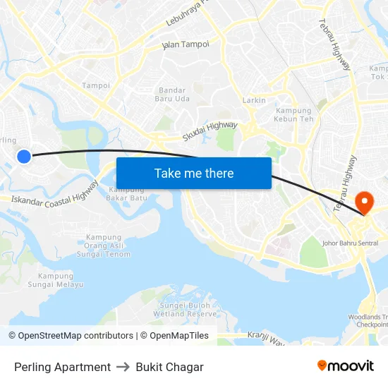 Perling Apartment to Bukit Chagar map
