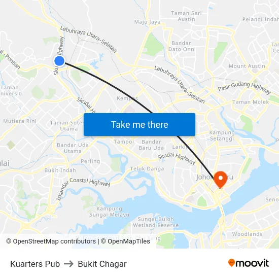 Kuarters Pub to Bukit Chagar map