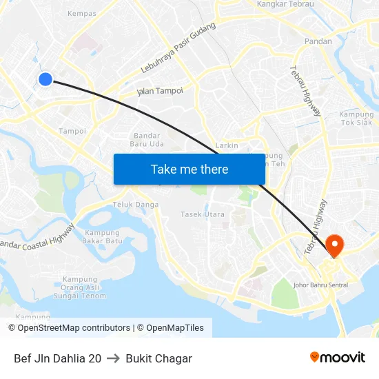 Bef Jln Dahlia 20 to Bukit Chagar map