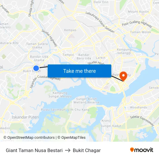 Giant Taman Nusa Bestari to Bukit Chagar map