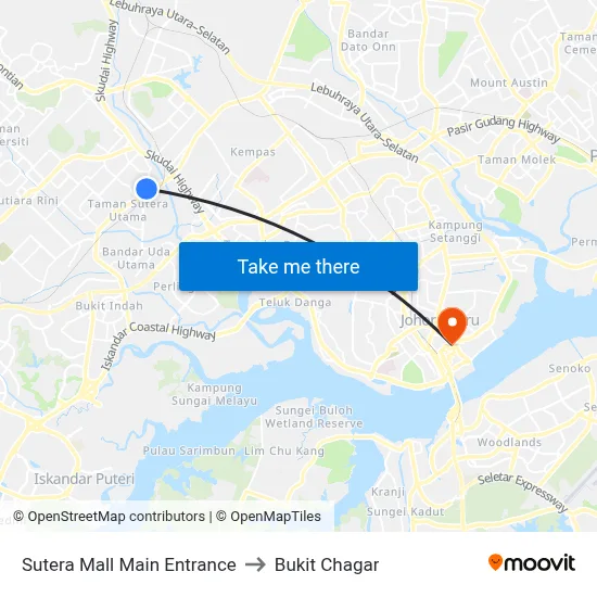Sutera Mall Main Entrance to Bukit Chagar map