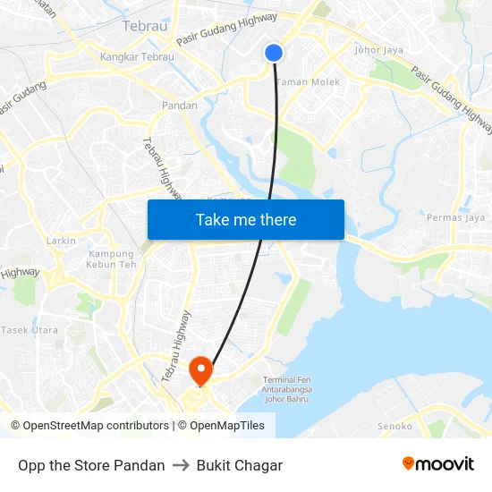 Opp the Store Pandan to Bukit Chagar map