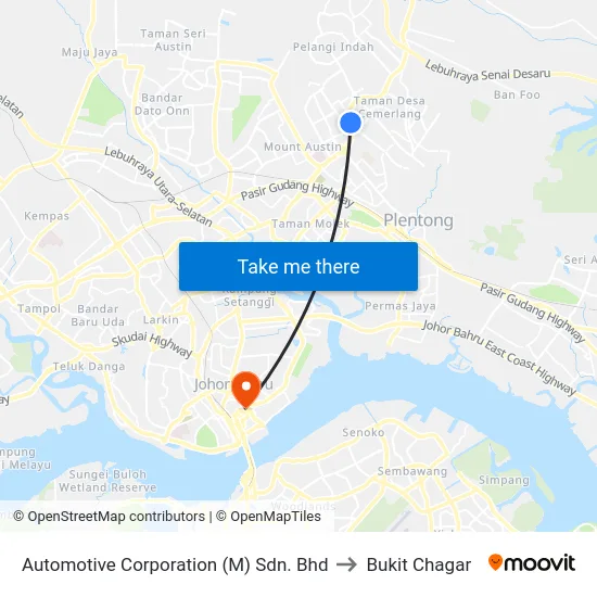 Automotive Corporation (M) Sdn. Bhd to Bukit Chagar map