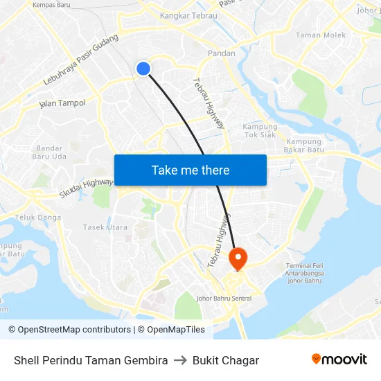 Shell Perindu Taman Gembira to Bukit Chagar map