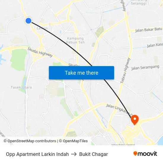Opp Apartment Larkin Indah to Bukit Chagar map