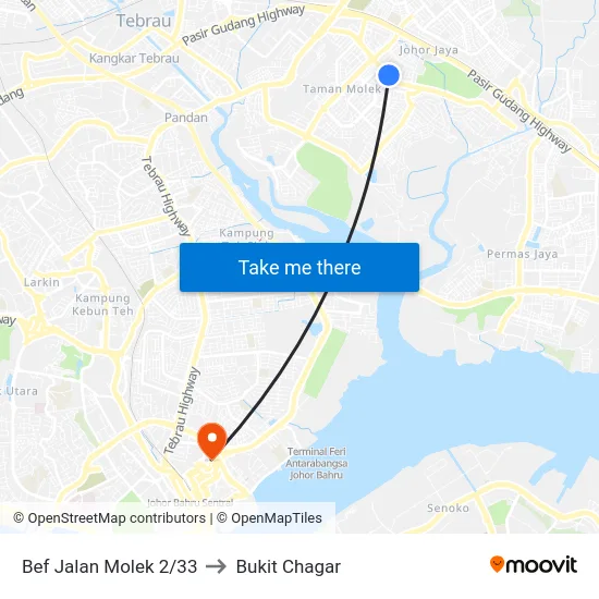 Bef Jalan Molek 2/33 to Bukit Chagar map