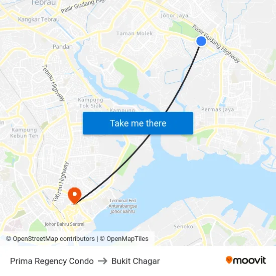 Prima Regency Condo to Bukit Chagar map