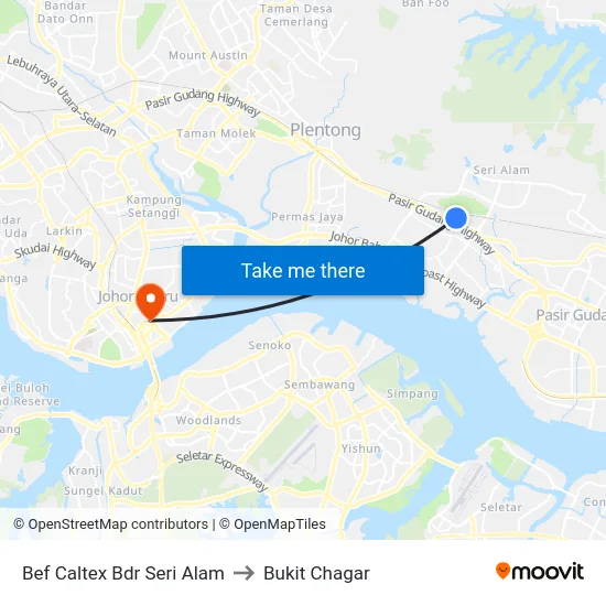 Bef Caltex Bdr Seri Alam to Bukit Chagar map