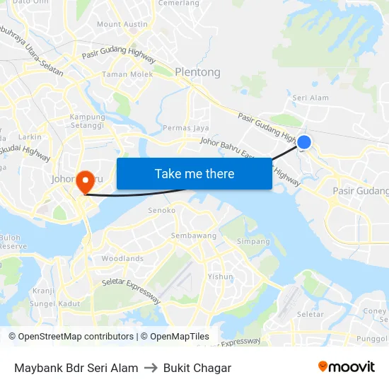 Maybank Bdr Seri Alam to Bukit Chagar map