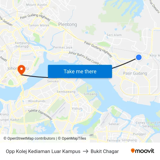 Opp Kolej Kediaman Luar Kampus to Bukit Chagar map