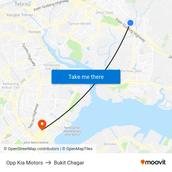 Opp Kia Motors to Bukit Chagar map