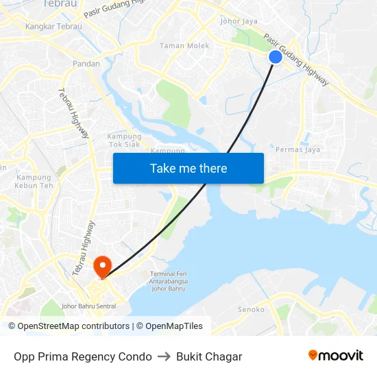 Opp Prima Regency Condo to Bukit Chagar map