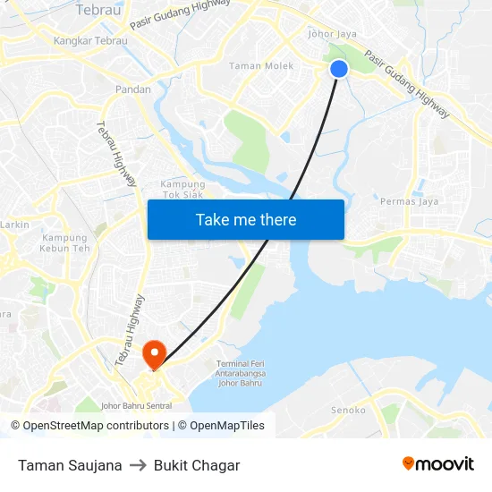 Taman Saujana to Bukit Chagar map