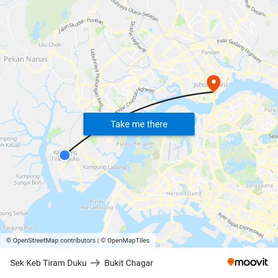 Sek Keb Tiram Duku to Bukit Chagar map