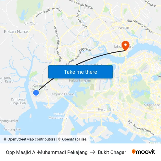 Opp Masjid Al-Muhammadi Pekajang to Bukit Chagar map