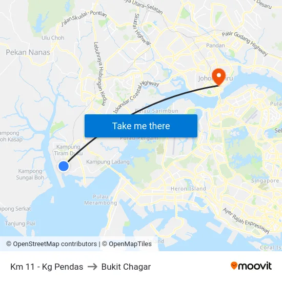 Km 11 - Kg Pendas to Bukit Chagar map