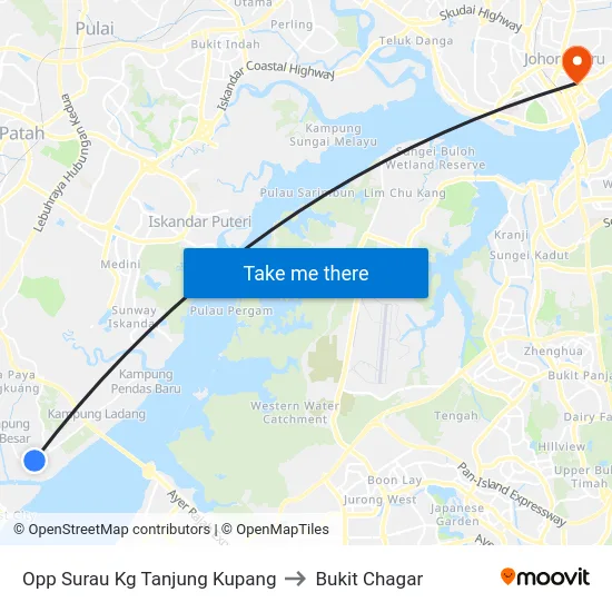 Opp Surau Kg Tanjung Kupang to Bukit Chagar map