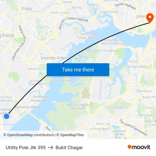 Utility Pole Jtk 395 to Bukit Chagar map