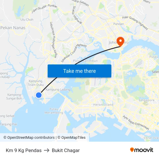 Km 9 Kg Pendas to Bukit Chagar map