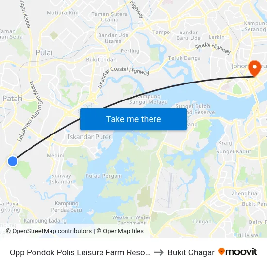 Opp Pondok Polis Leisure Farm Resort to Bukit Chagar map