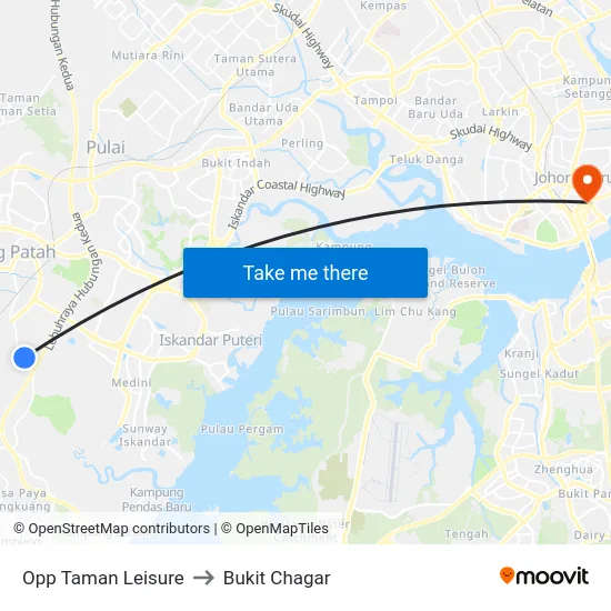 Opp Taman Leisure to Bukit Chagar map