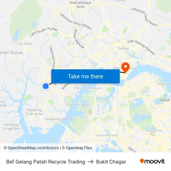Bef Gelang Patah Recycle Trading to Bukit Chagar map