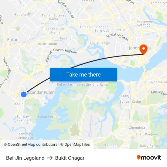 Bef Jln Legoland to Bukit Chagar map