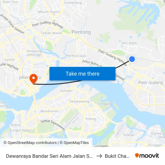 Dewanraya Bandar Seri Alam Jalan Suria to Bukit Chagar map