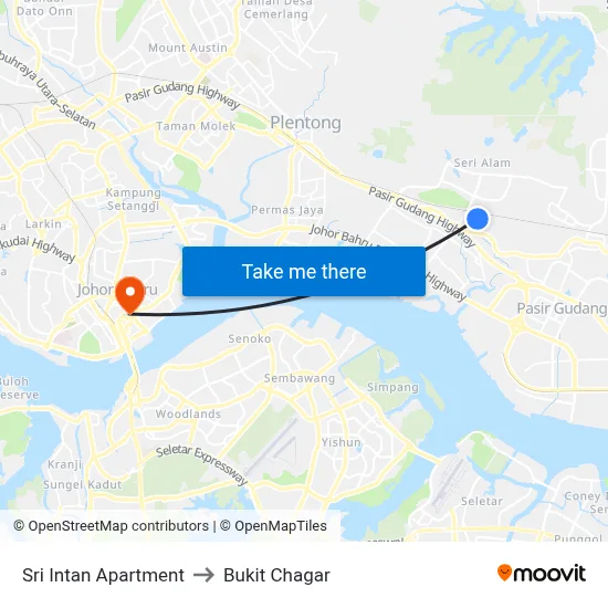 Sri Intan Apartment to Bukit Chagar map