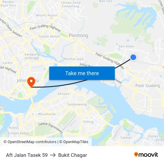 Aft Jalan Tasek 59 to Bukit Chagar map