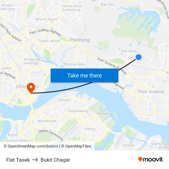 Flat Tasek to Bukit Chagar map
