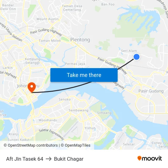 Aft Jln Tasek 64 to Bukit Chagar map