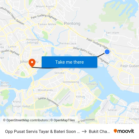 Opp Pusat Servis Tayar & Bateri Soon Yaw to Bukit Chagar map