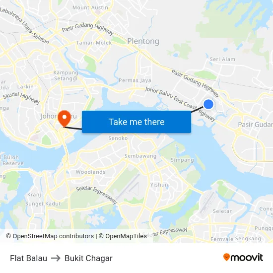 Flat Balau to Bukit Chagar map