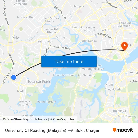 University Of Reading (Malaysia) to Bukit Chagar map