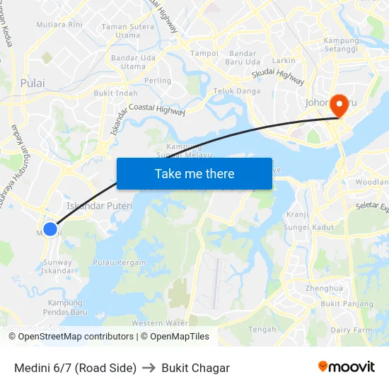 Medini 6/7 (Road Side) to Bukit Chagar map