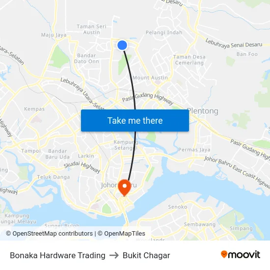 Bonaka Hardware Trading to Bukit Chagar map
