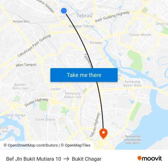 Bef Jln Bukit Mutiara 10 to Bukit Chagar map