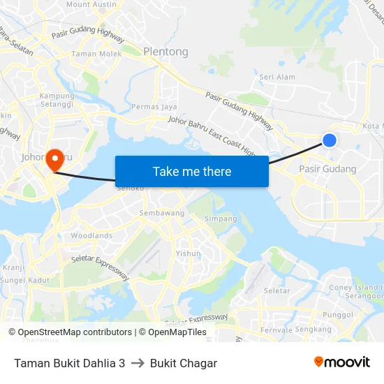 Taman Bukit Dahlia 3 to Bukit Chagar map