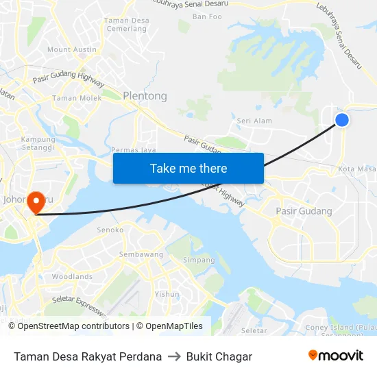 Taman Desa Rakyat Perdana to Bukit Chagar map