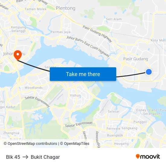 Blk 45 to Bukit Chagar map