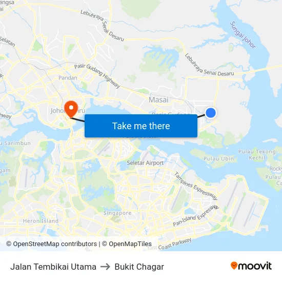 Jalan Tembikai Utama to Bukit Chagar map