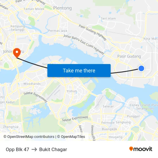 Opp Blk 47 to Bukit Chagar map