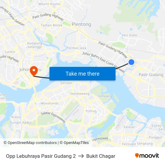Opp Lebuhraya Pasir Gudang 2 to Bukit Chagar map